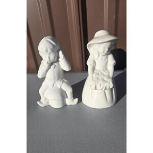 Vintage Coty Boy Girl Salt Pepper Shakers White Ceramic Figurines Taiwan Kitchen